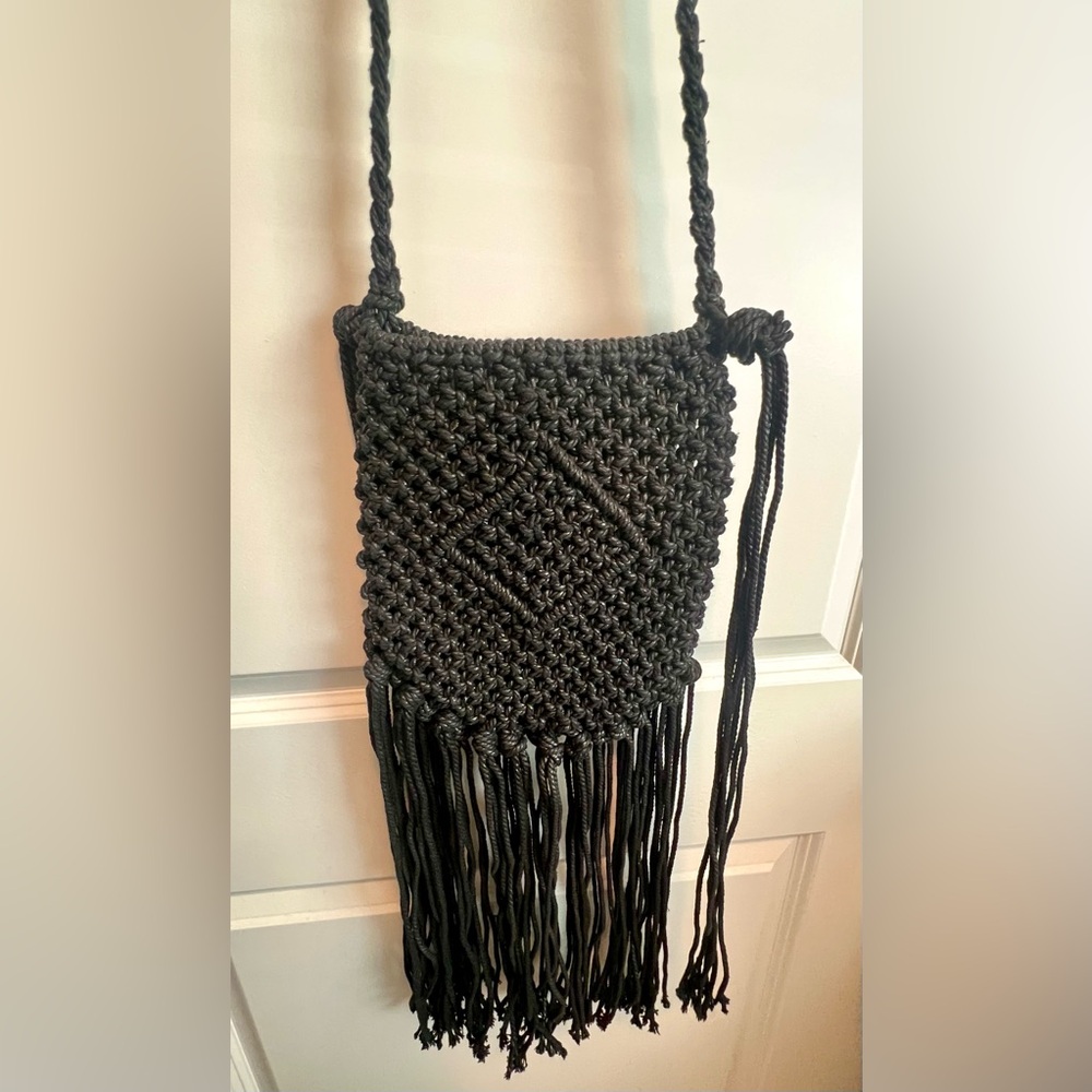 Hand-crafted Macrame Fringed Boho Cross Body Bag